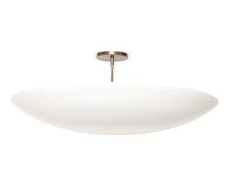 Modern White Semi Flush Mount Ceiling Light, Minimalist Dome Ceiling Fixture, Contemporary Brass Ceiling Lamp, Mid Century Lighting