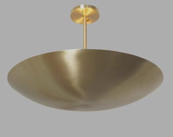 Modern Brass Semi Flush Mount Ceiling Light, Minimalist Gold Dome Ceiling Fixture, Mid Century Modern Lighting, Contemporary Ceiling Lamp