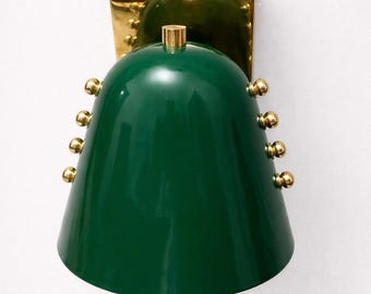 Mid Century Green Wall Sconce| Modern Wall Lamp, Unique Lighting, Plug In Sconce, Brass Wall Light Sconce