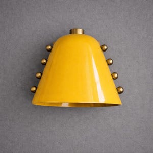 Yellow Brass Wall Sconce, Mid Century Modern Cone Wall Light, Retro Gold Wall Lamp, Vintage Style Statement Light, Unique Decorative Fixture
