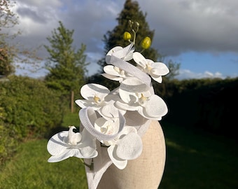Stunning white orchid fascinator