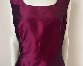 Vintage oleana zijden top L – bordeauxrode zijden blouse Noorwegen – minimalistische elegante tanktop – luxe 100% zijden hemd