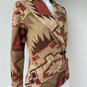 Vintage Ralph Lauren Southwestern Pattern Jacket Aztec Ikat Cotton Blazer Boho Western Cardigan S M Y2K