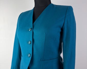 Vintage Pendleton wollen blazer dames M groenblauw jasje 100% scheerwol gemaakt in de VS minimalistische op maat gemaakte blazer