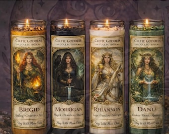 Candele individuali della dea celtica – Candele di preghiera da 7 giorni / Brigid, Morrígan, Rhiannon, Danu / Rituale • Protezione • Divino Femminile