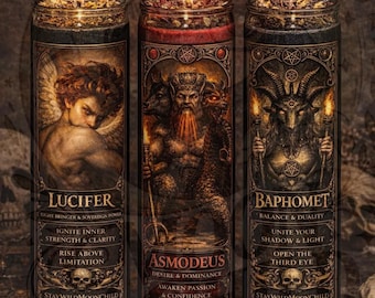 Infernal Ritual Candles – Lucifer, Asmodeus, Baphomet | 7 Day Prayer Candles | Protection, Power, Desire, Shadow Work | Altar Candle