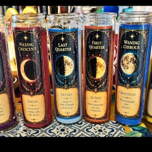Moon Phase Candle Set | 7 Day Spiritual Candles | Intention Candles | Lunar Ritual Candles | Witchy Decor | Manifestation Gift Set