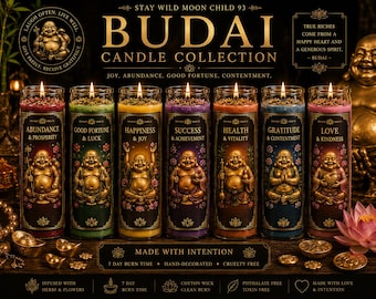 Budai Candle Collection | Laughing Buddha Candle | Abundance, Good Fortune, Happiness, Prosperity | 7 Day Prayer Candle Gift