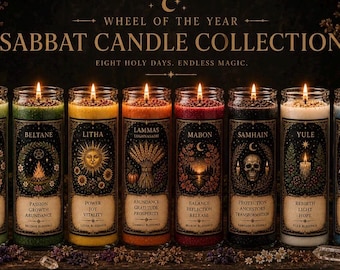 Kaarsenset Wiel van het Jaar | Sabbat Candle-collectie | Heidense kerstkaarsen | Hekserijdecoratie | Ritual kaarsenset | Spiritueel geschenk