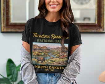 Overhemd Theodore Roosevelt National Park | Premium T-shirt North Dakota Bison met grafische print