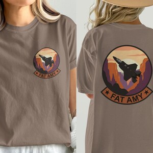 Fat Amy Shirt | Vintage F-35 Fighter Jet Patch Tee | Military Aviation Top | Comfort Colors 1717 Oversized Stealth Fighter T-Shirt