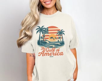 Camiseta vintage de la Costa del Golfo, playera playera con estampado patriótico, recuerdo náutico, colores cómodos C1717