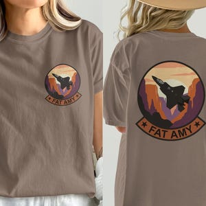 Fat Amy Shirt | Vintage F-35 Fighter Jet Patch Tee | Military Aviation Top | Comfort Colors 1717 Oversized Stealth Fighter T-Shirt