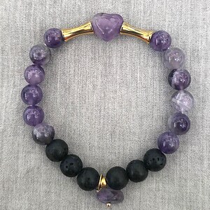 Bracelet d'aromathérapie en améthyste semi-précieuse - Bijoux uniques en leur genre