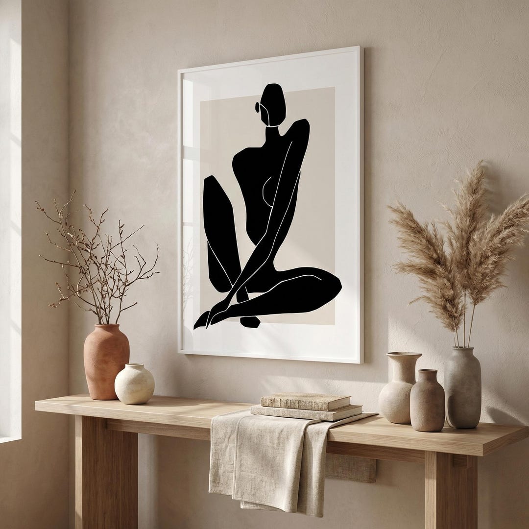 Minimalist Abstract Female Figure Wall Art Print, Modern Matisse ...
