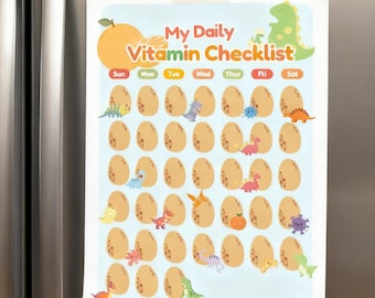 Registro de vitaminas diarias imprimible - Temática de dinosaurios