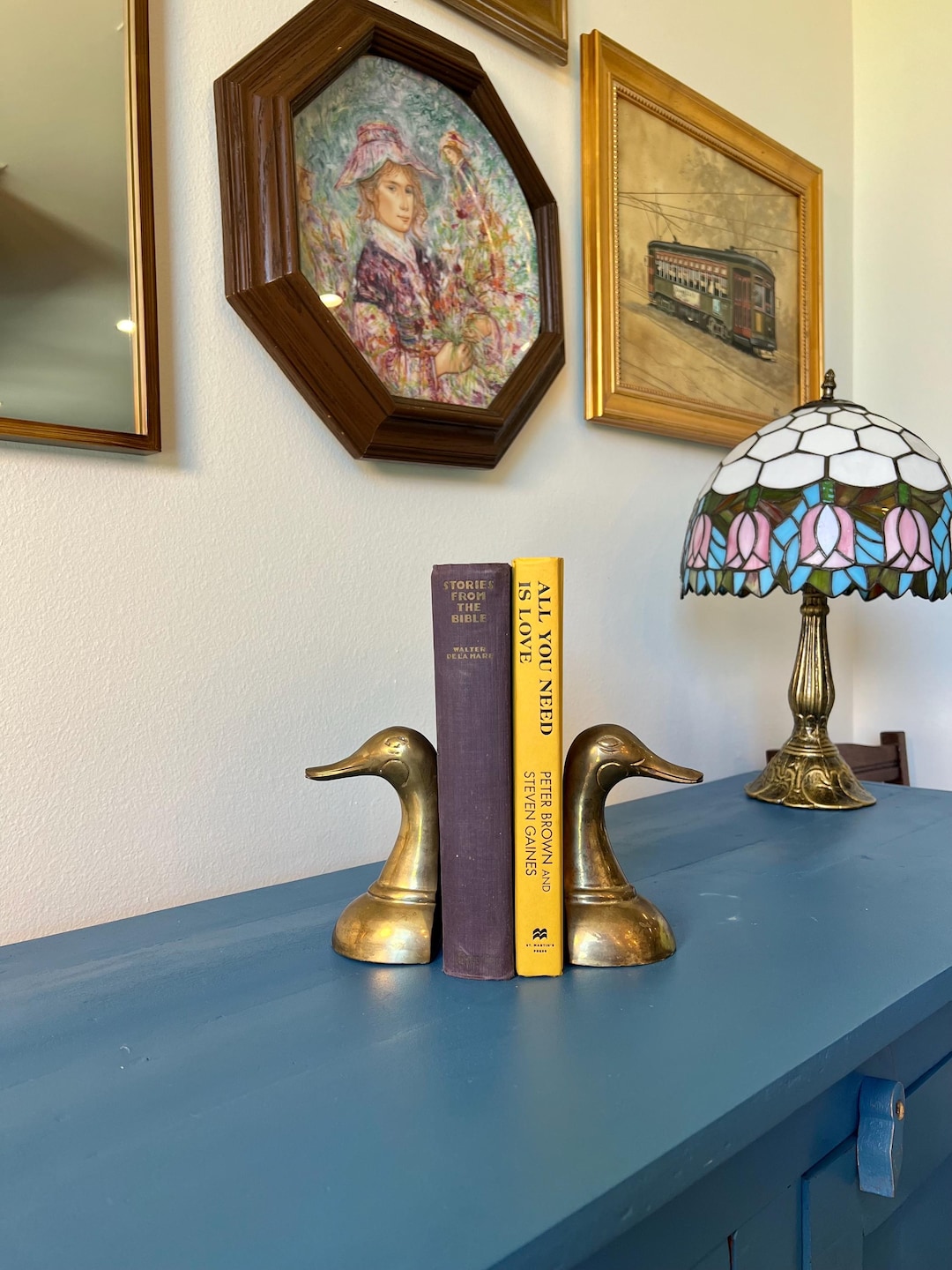 Vintage Brass Duck Bookends | Mid Century Bird Decor, Solid Brass Pair