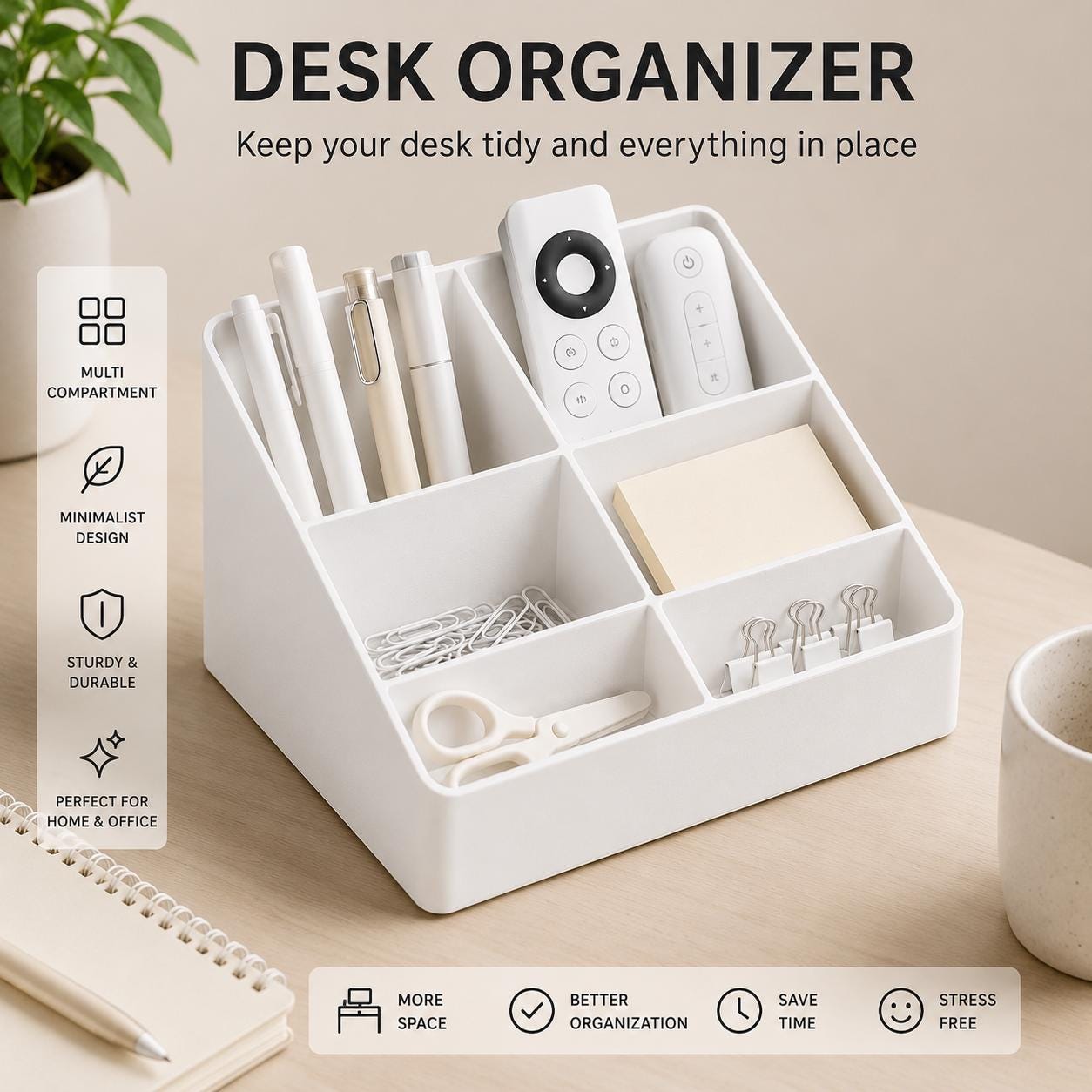 Creative Deco Schreibtisch Organizer | 2 Fächer mit Schublade | 25 x 10 x 20,5 cm (+/- 1 cm Creative Deco Schreibtisch Organizer | 2 Fächer mit Schublade | 25 x 10 x 20,5 cm (+/- 1 cm