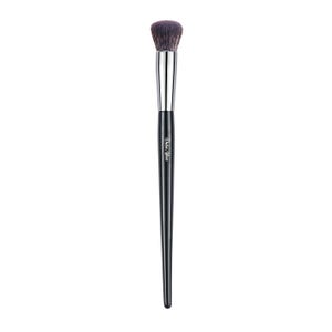May include: A black makeup brush with a silver ferrule and a rounded, dark-colored brush head. The handle is long and slender, with the text "Orla Ylan" printed on it. The brush is designed for applying makeup.