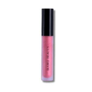 May include: A tube of pink lip gloss with a black cap. The product has the words "IRAWO BEAUTY" printed on the tube. The lip gloss is in a clear container.