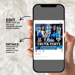 Trunk Party Graduation Flyer, College Send-Off Invitation, Editable Canva Template, Social Media Flyer, Instant Download