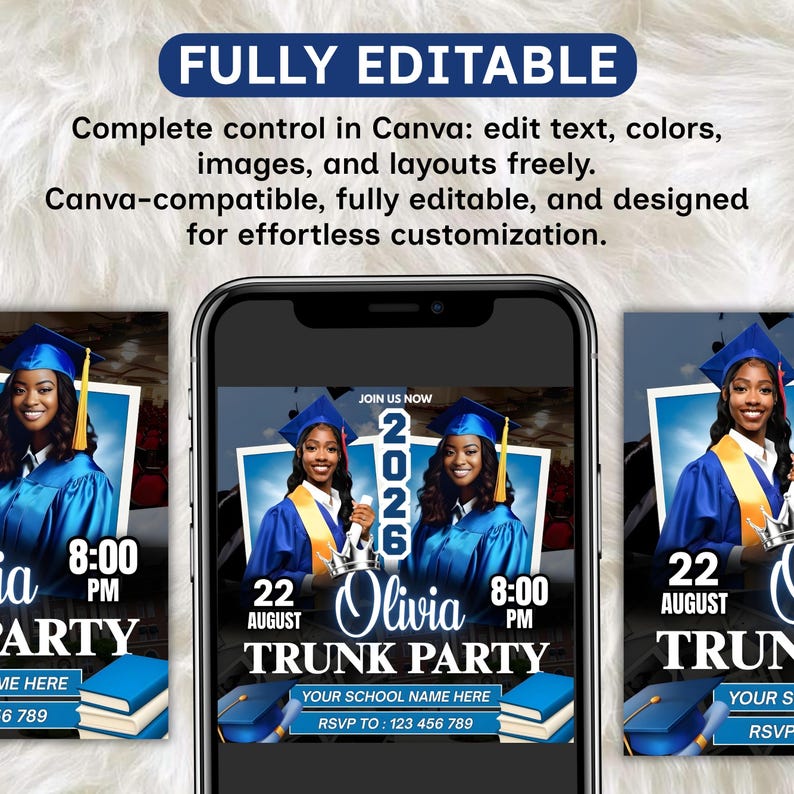 Trunk Party Graduation Flyer, College Send-Off Invitation, Editable Canva Template, Social Media Flyer, Instant Download