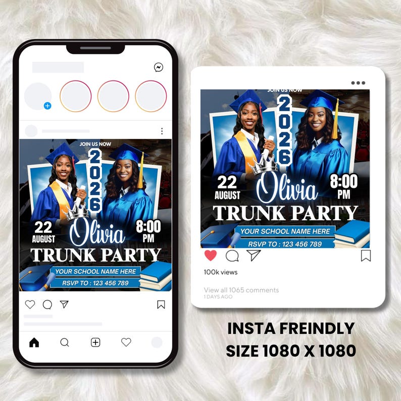 Trunk Party Graduation Flyer, College Send-Off Invitation, Editable Canva Template, Social Media Flyer, Instant Download
