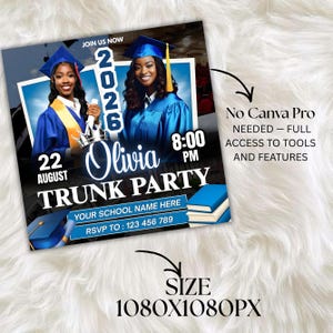 Trunk Party Graduation Flyer, College Send-Off Invitation, Editable Canva Template, Social Media Flyer, Instant Download