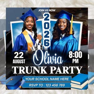 Trunk Party Graduation Flyer, College Send-Off Invitation, Editable Canva Template, Social Media Flyer, Instant Download