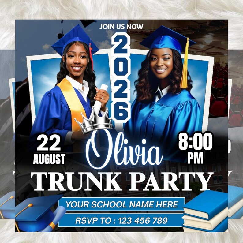 Trunk Party Graduation Flyer, College Send-Off Invitation, Editable Canva Template, Social Media Flyer, Instant Download