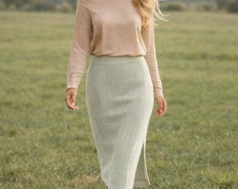 Top Down Knit Skirt Pattern Broken Rib Pencil Skirt (PDF Download)