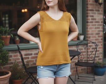 Knitting Mesh Strap Tank Top Pattern (PDF Download)