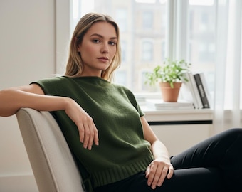 Knit Summer Top Pattern A Line Lightweight Tee Short Sleeve Knit Top (PDF Download)