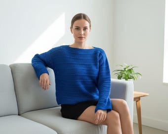Tunisian Crochet Sweater PDF, Crochet Boat Neck Sweater ,Crochet Pullover Pattern