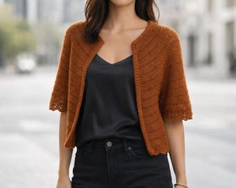 Crochet Cardigan Pattern, Crochet Short Sleeve Lightweight Cardigan PDF