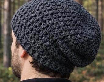 Chunky Slouchy Beanie Crochet Pattern Winter Hat (PDF Download)