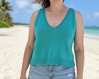 Knitting V Neck Tank Top Pattern (PDF Download)