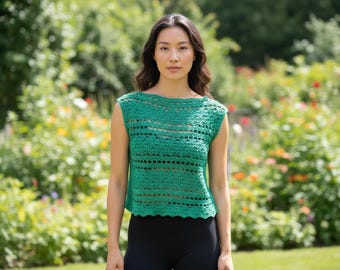 Crochet Lace Shell Top Pattern (PDF Download)