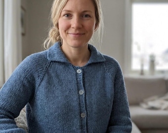 Knitting Cardigan Pattern Raglan Knit Cardigan Cropped Sweater Mohair Cardigan Button Up Knit Sweater PDF Pattern