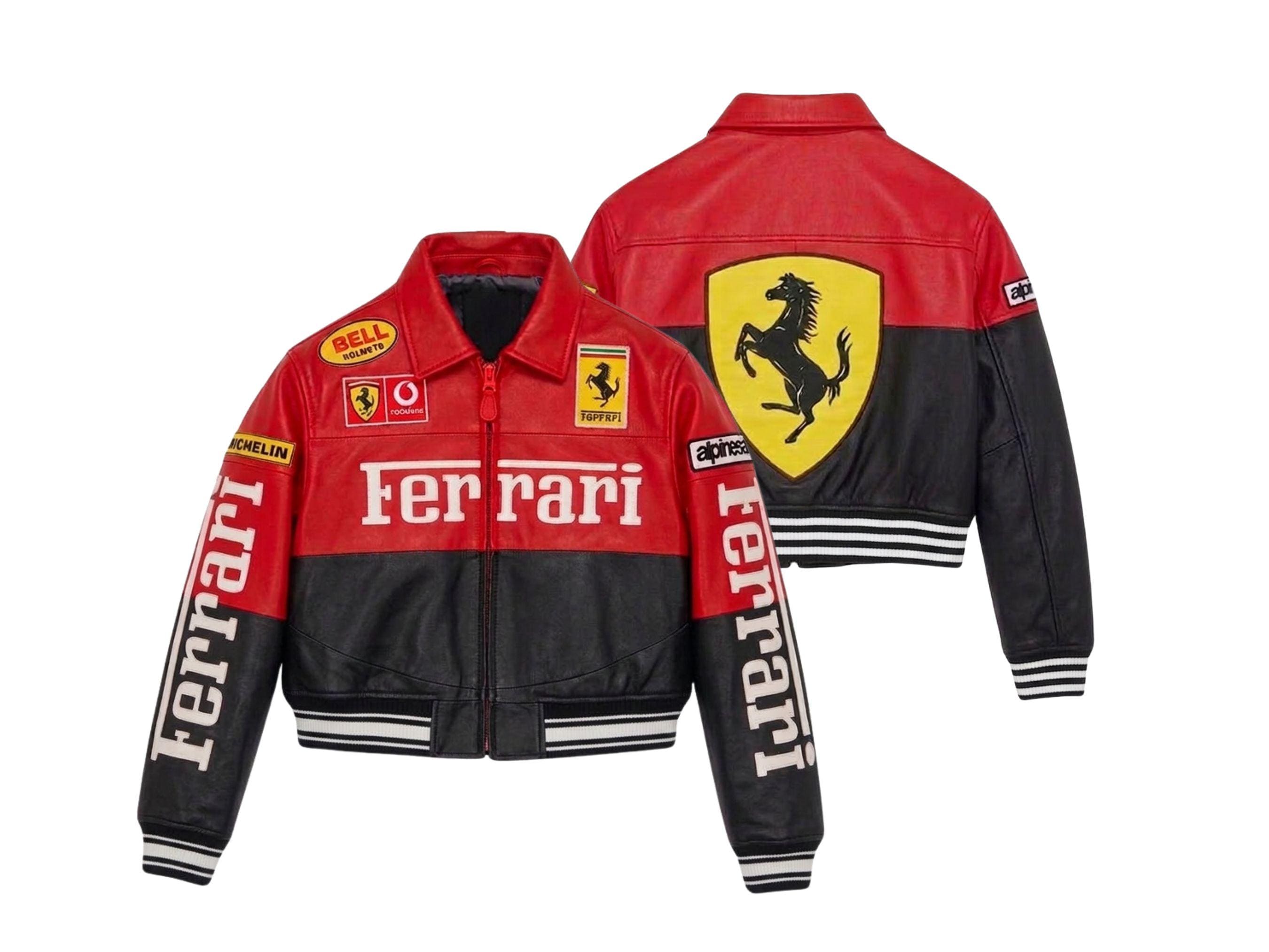 フェラーリ　レーシングジャケット　革ジャン フェラーリ Ferrari レーシングジャケット レザー(L) - メルカリ