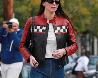 Handmade Women’s Kendall Jenner Inspired Cropped Bomber Jacket – Genuine Cowhide Leather Jacket - Gift for Her