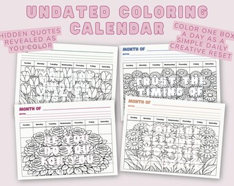 Undated Daily Coloring Calendar | Start Any Time (Instant Download)