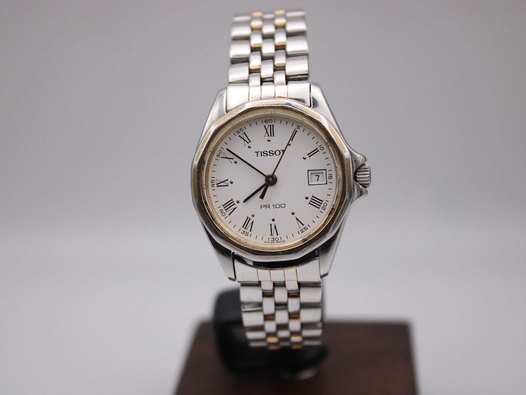 Tissot PR 100 Two-tone Quartz Watch, White Roman Dial, Swiss  display picture 2