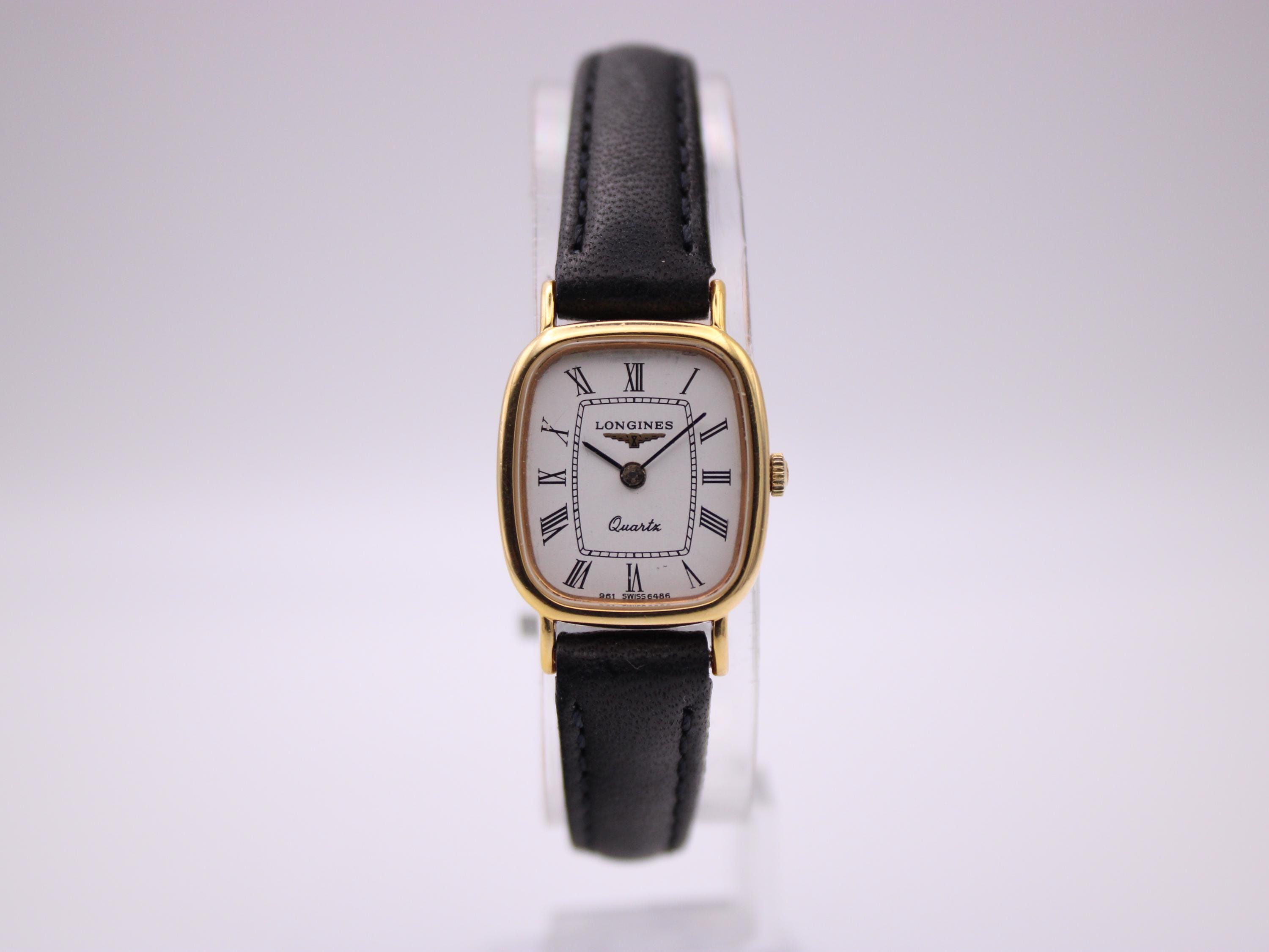 Longines Vintage Gold Plated Tonneau Quartz Watch, White Roman