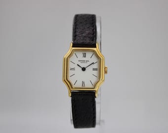 Raymond Weil 737 vintage women's watch, 22.3mm gold octagonal case, manual wind, 1980s Swiss