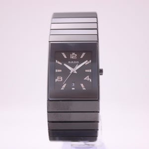 Rado Diastar 152.0347.3 high-tech black ceramic rectangular quartz watch, with box & papers