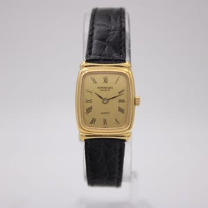 Raymond Weil 5744 ladies rectangular gold electroplated quartz watch with champagne dial