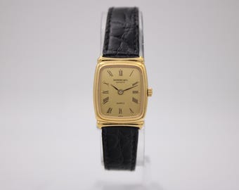 Raymond Weil 5744 ladies rectangular gold electroplated quartz watch with champagne dial