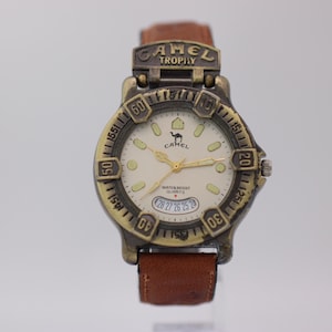 Camel Trophy Vintage Explorer Watch, Cream Dial, Bronze Case, Leather Strap