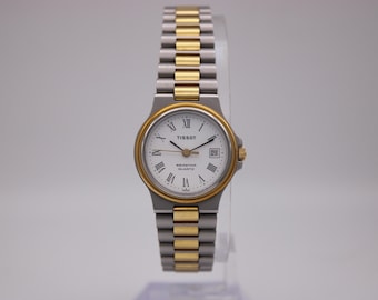Tissot Seastar D 311 two-tone quartz watch, ladies vintage Swiss dress watch, stainless steel & gold plated bracelet